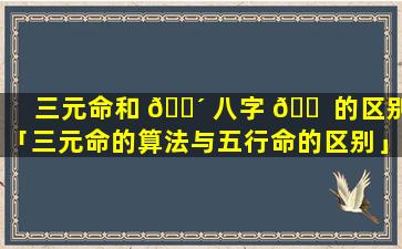 三元命和 🐴 八字 🐠 的区别「三元命的算法与五行命的区别」